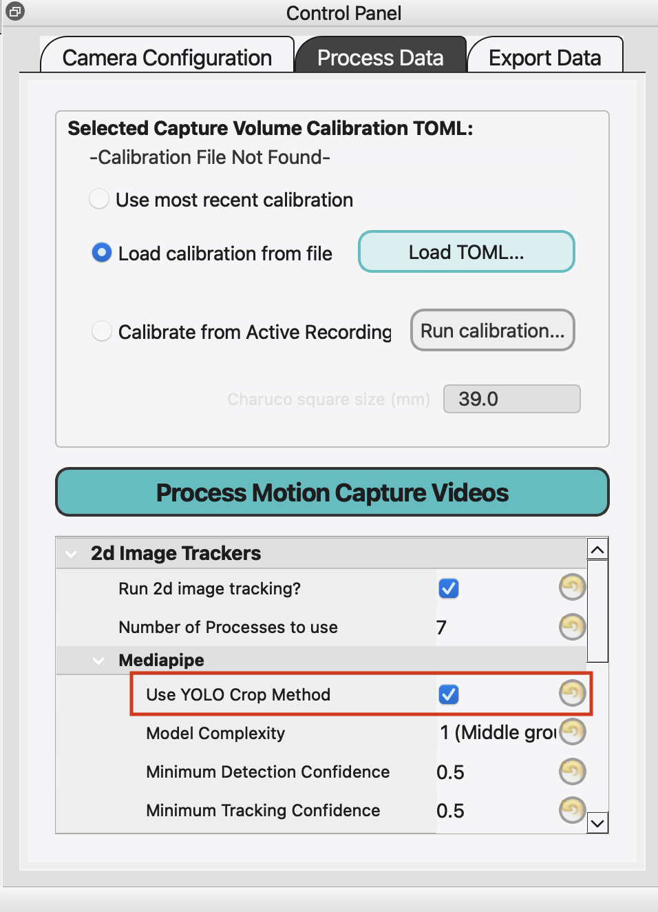 Detail of YOLO Crop Checkbox